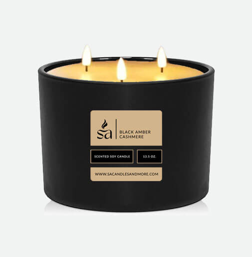 Black Amber Cashmere Three Wick Candles